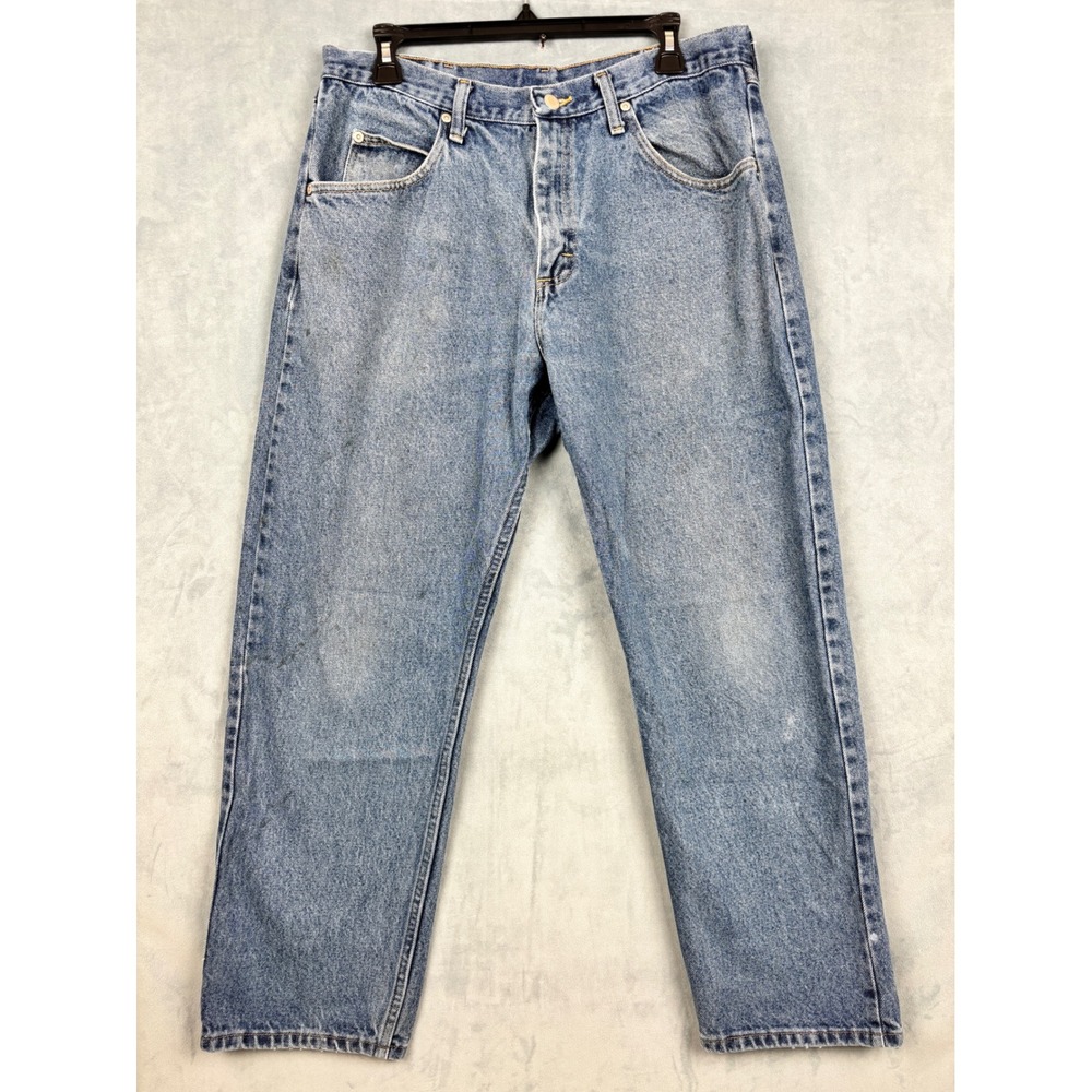Wrangler Authentic Jeans Mens 33x28 Light Wash Straight Leg Denim 9760WDR
